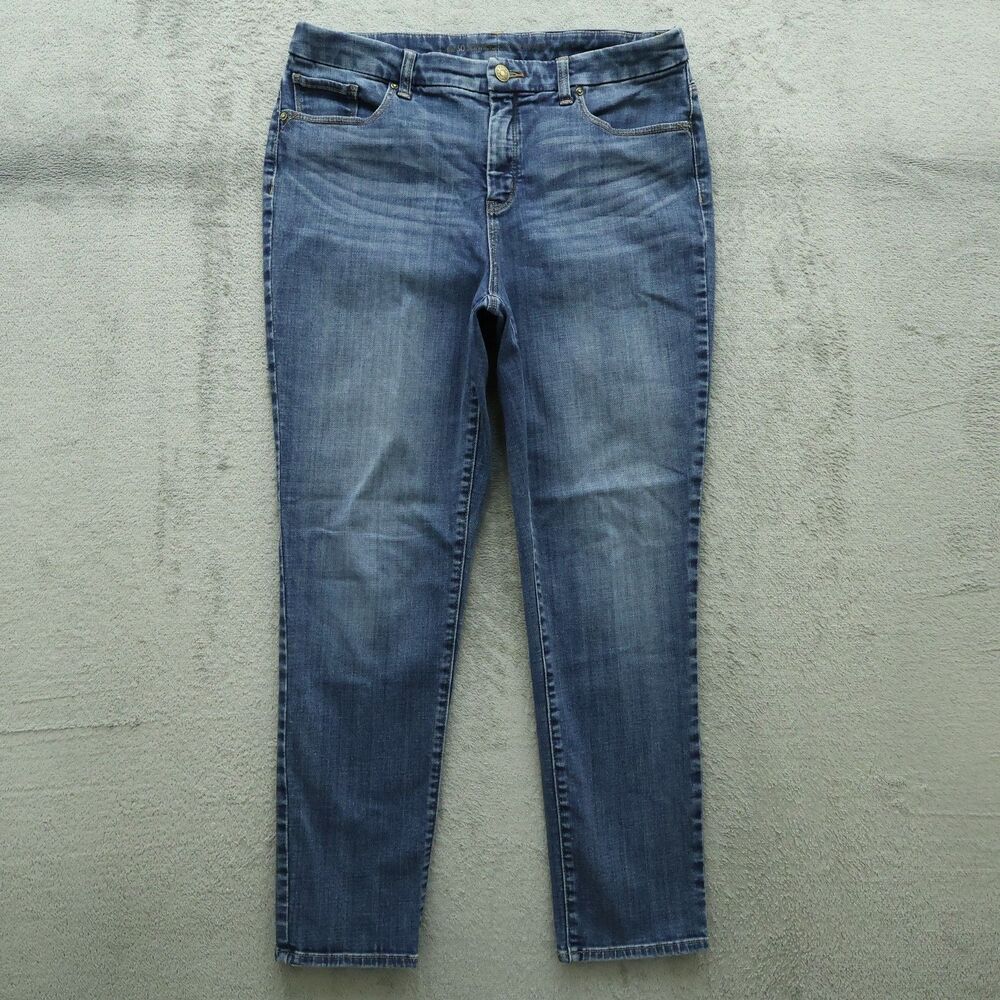 Chico's Jeans Women's Size 1.5 US-10 Blue High-Rise Girlfriend Ankle 27" Inseam